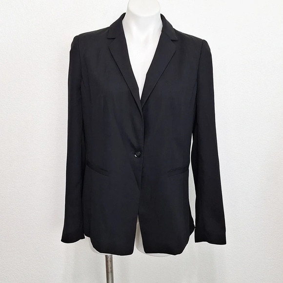 Banana Republic Black Preppy Notch Collar V-Neck Academia Blazer Jacket Size 12 - Picture 1 of 7